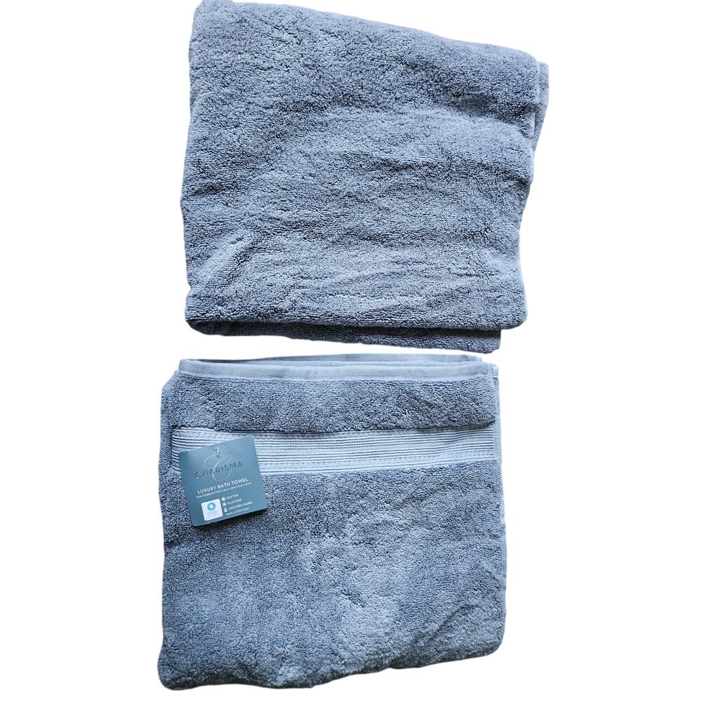 Charisma Luxury Bath Towels 2 Pack Set Blue Gray HygroCotton Soft  30 X 58